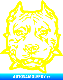 Samolepka Pitbull hlava 003 levá žlutá citron
