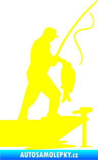 Samolepka Rybář 021 pravá s prutem žlutá citron