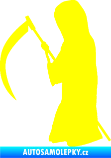 Samolepka Smrtka silueta s kosou levá žlutá citron