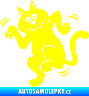 Samolepka Veselá kočka levá žlutá citron