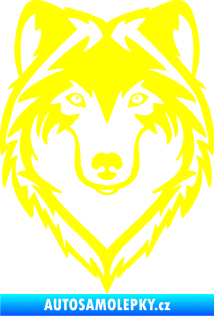 Samolepka Vlk 011 hlava žlutá citron