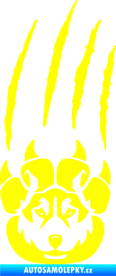 Samolepka Vlk 033 pravá s tlapka s drápancem žlutá citron