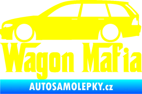 Samolepka Wagon Mafia 002 nápis s autem žlutá citron