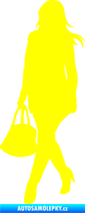 Samolepka Žena na nákupu 005 levá žlutá citron
