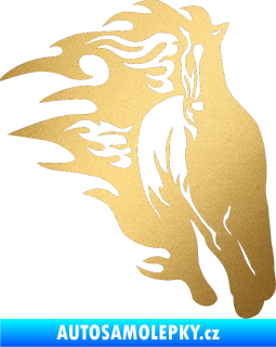 Samolepka Animal flames 007 pravá kůň zlatá metalíza
