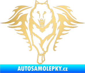 Samolepka Animal flames 039 levá  vlk zlatá metalíza