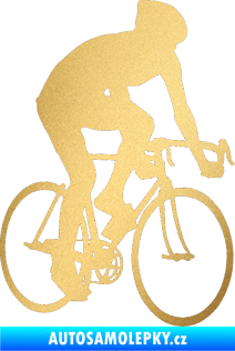 Samolepka Cyklista 001 pravá zlatá metalíza