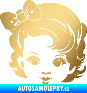 Samolepka Dítě v autě 110 levá holčička s mašlí zlatá metalíza
