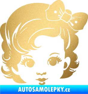 Samolepka Dítě v autě 110 pravá holčička s mašlí zlatá metalíza