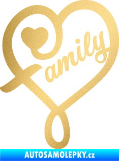 Samolepka Family 001 nápis se srdíčkem zlatá metalíza