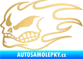 Samolepka Head - lebka - levá zlatá metalíza