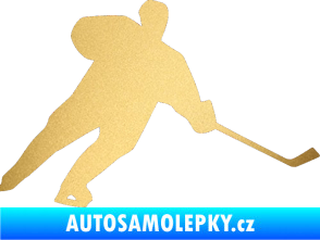 Samolepka Hokejista 014 pravá zlatá metalíza
