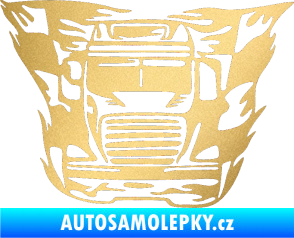 Samolepka Kamion 001 nákladní auto zlatá metalíza