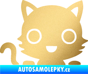 Samolepka Kočka 014 levá kočka v autě zlatá metalíza