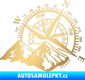 Samolepka Kompas 002 pravá hory zlatá metalíza