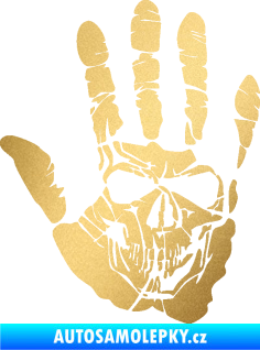 Samolepka Lebka 032 levá otisk dlaně zlatá metalíza