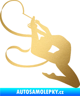 Samolepka Moderní gymnastika 001 pravá gymnastka se stuhou zlatá metalíza
