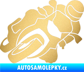 Samolepka Motorka 001 pravá silniční motorky zlatá metalíza