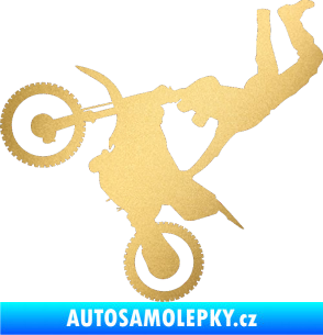 Samolepka Motorka 008 levá motokros freestyle zlatá metalíza