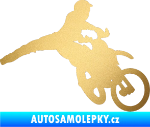 Samolepka Motorka 030 pravá motokros zlatá metalíza