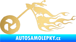 Samolepka Motorka 042 levá plameny zlatá metalíza
