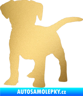 Samolepka Pes 056 levá štěně zlatá metalíza