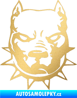 Samolepka Pitbull hlava 002 levá zlatá metalíza