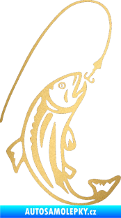 Samolepka Ryba s návnadou 003 pravá zlatá metalíza