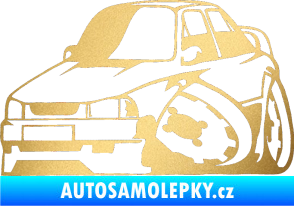 Samolepka Škoda 130 karikatura levá zlatá metalíza