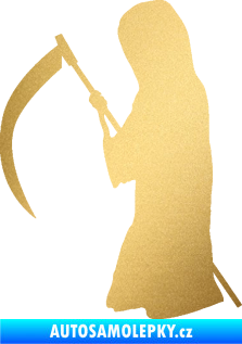 Samolepka Smrtka silueta s kosou levá zlatá metalíza