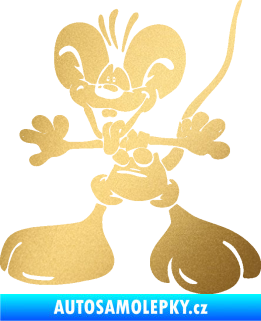 Samolepka Veselý myšák levá zlatá metalíza