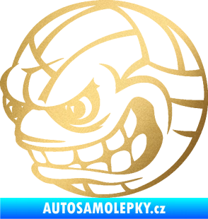 Samolepka Volejbalový míč 001 levá s obličejem zlatá metalíza