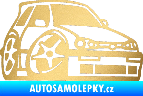 Samolepka VW Golf 3 karikatura pravá zlatá metalíza