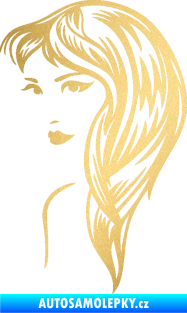 Samolepka Žena tvář 001 levá zlatá metalíza