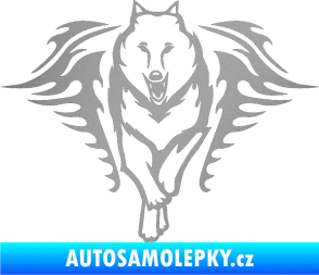 Samolepka Animal flames 039 levá  vlk stříbrná metalíza