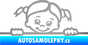Samolepka Dítě v autě 030 levá malá slečna hlavička stříbrná metalíza
