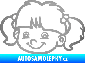 Samolepka Dítě v autě 035 levá holka hlavička stříbrná metalíza