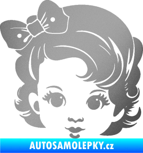 Samolepka Dítě v autě 110 levá holčička s mašlí stříbrná metalíza