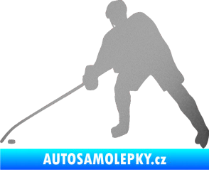 Samolepka Hokejista 002 levá stříbrná metalíza