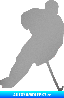 Samolepka Hokejista 003 pravá stříbrná metalíza