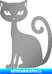 Samolepka Kočka 009 levá stříbrná metalíza