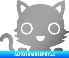 Samolepka Kočka 014 levá kočka v autě stříbrná metalíza
