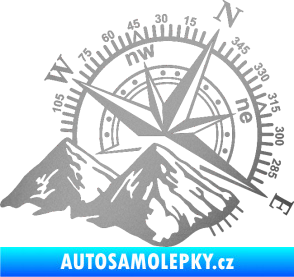 Samolepka Kompas 002 pravá hory stříbrná metalíza