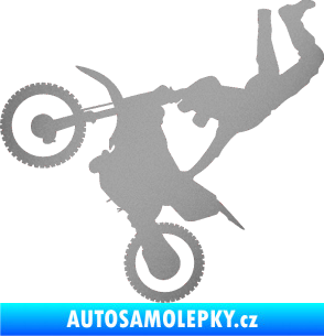 Samolepka Motorka 008 levá motokros freestyle stříbrná metalíza