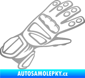 Samolepka Motorkářské rukavice 002 pravá stříbrná metalíza