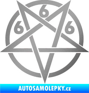 Samolepka Pentagram 666 stříbrná metalíza