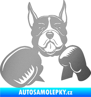Samolepka Pes 183 levá boxer stříbrná metalíza