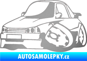 Samolepka Škoda 120 karikatura levá stříbrná metalíza