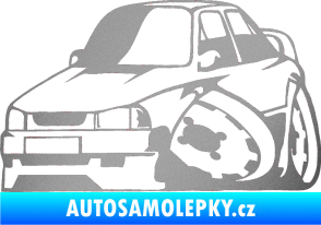 Samolepka Škoda 130 karikatura levá stříbrná metalíza