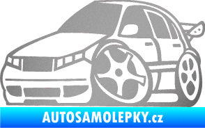 Samolepka Škoda Fabia 001 karikatura levá stříbrná metalíza